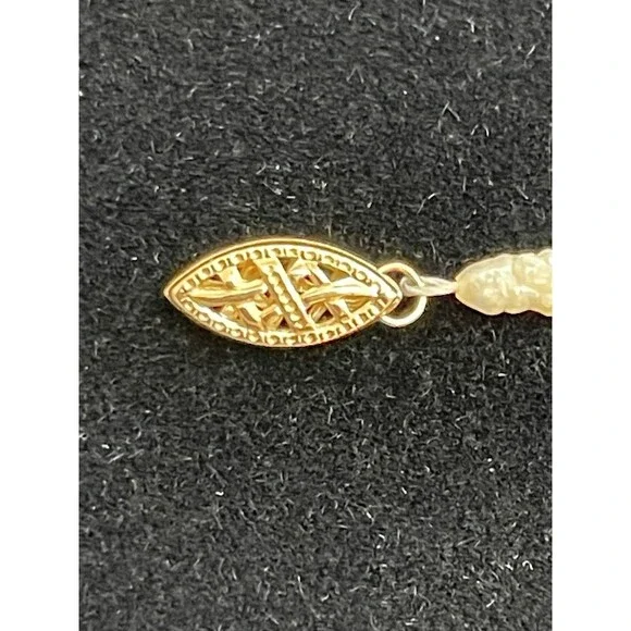 Vintage Freshwater Rice Pearl Necklace 17" w/ 14K Gold Bead Spacers & Clasp - Picture 11 of 12